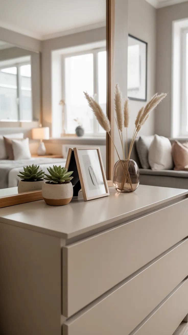 Bedroom dresser decor ideas with modern styling, organized accessories, and elegant bedroom design inspiration