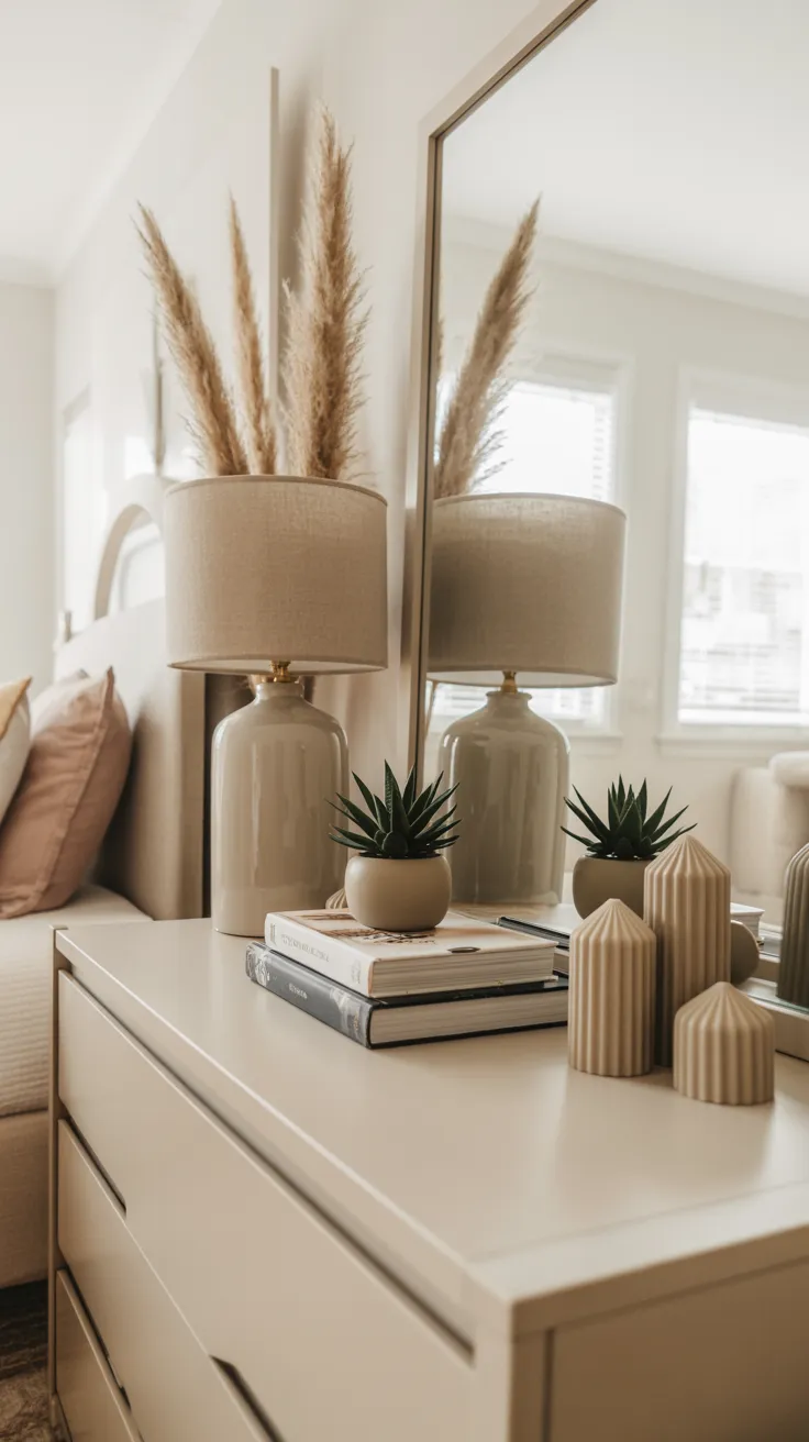 Bedroom dresser decor ideas with modern styling, organized accessories, and elegant bedroom design inspiration