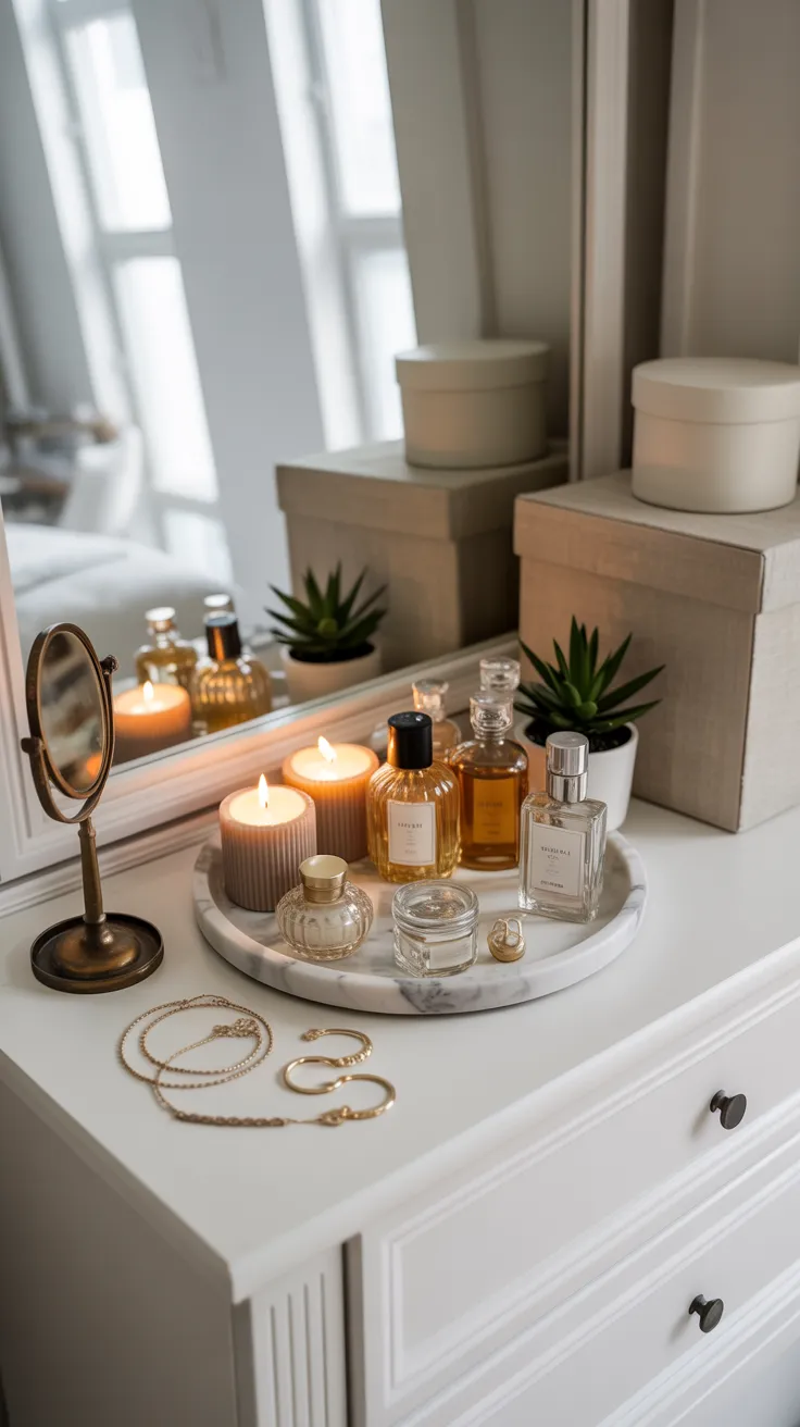 Bedroom dresser decor ideas with modern styling, organized accessories, and elegant bedroom design inspiration