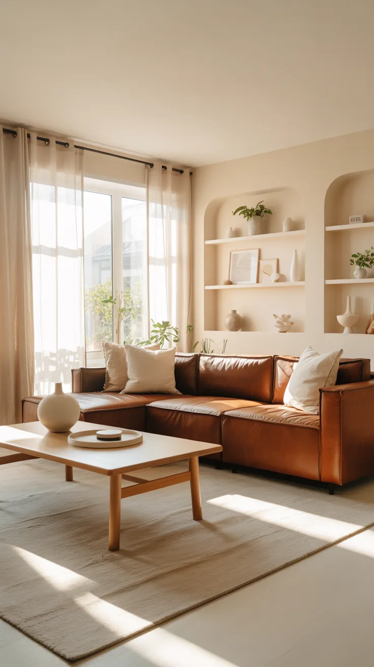 brown couch living room ideas with modern decor and cozy apartment design