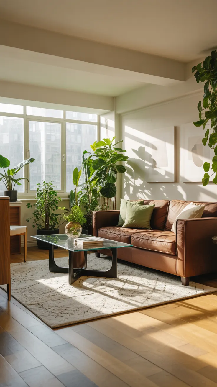 brown couch living room ideas with modern decor and cozy apartment design