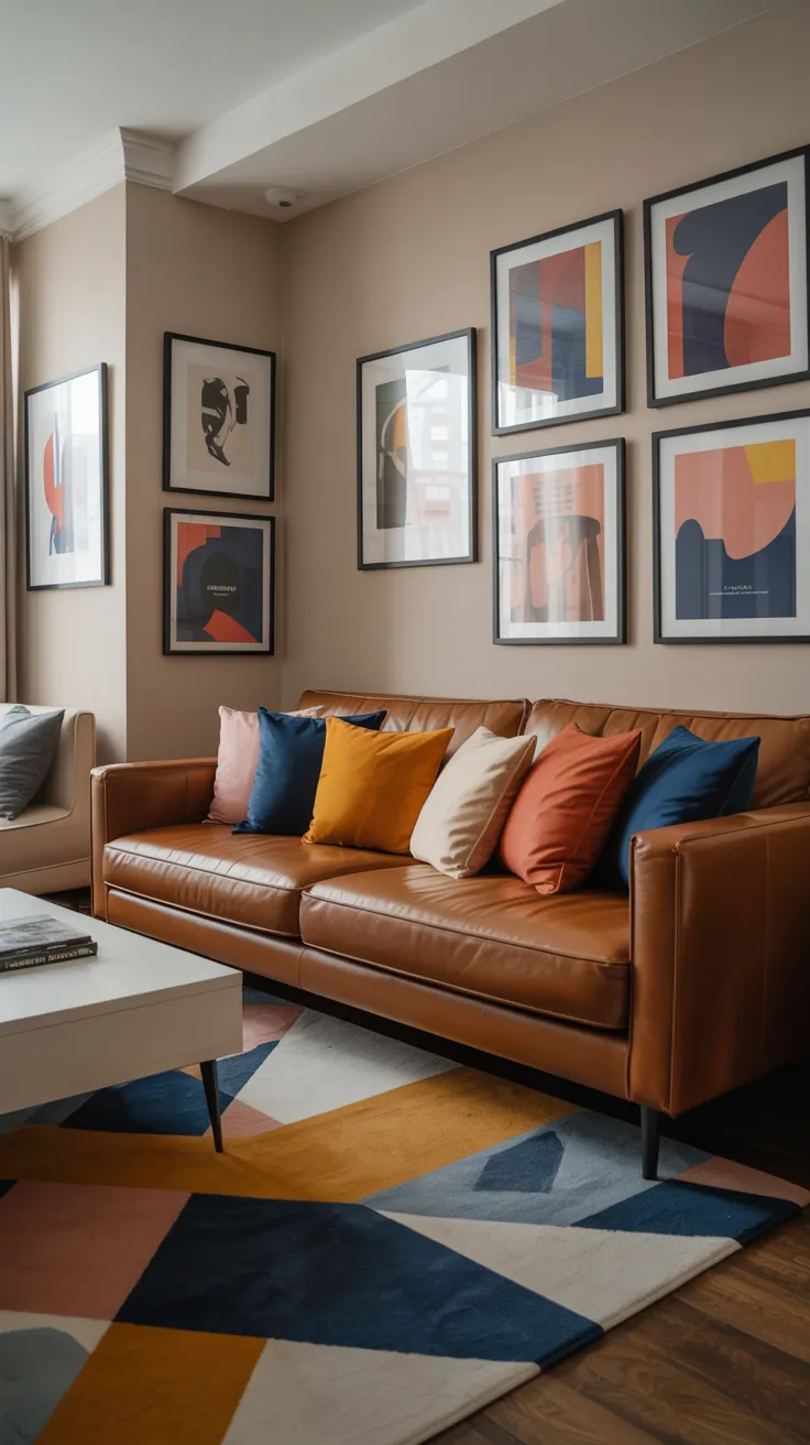 brown couch living room ideas with modern decor and cozy apartment design