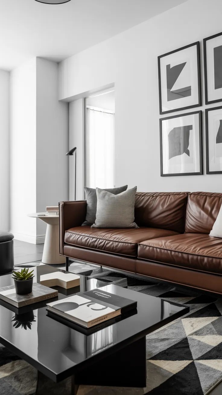 brown couch living room ideas with modern decor and cozy apartment design