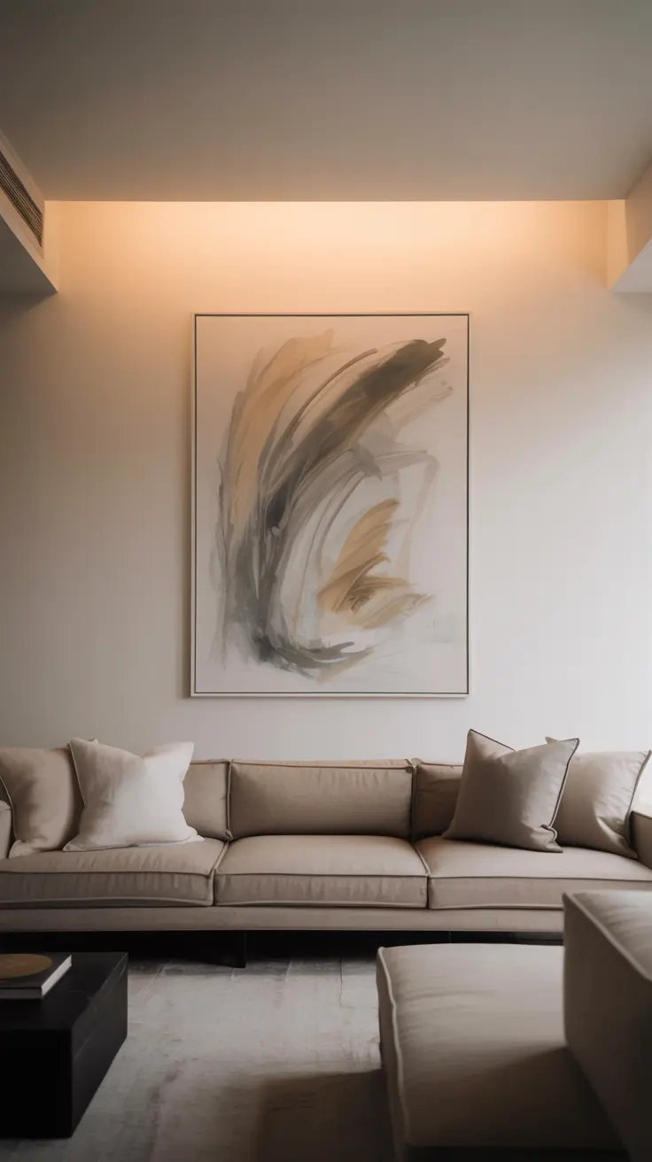 Modern living room decor ideas with neutral furniture, minimalist design, and clean contemporary styling.