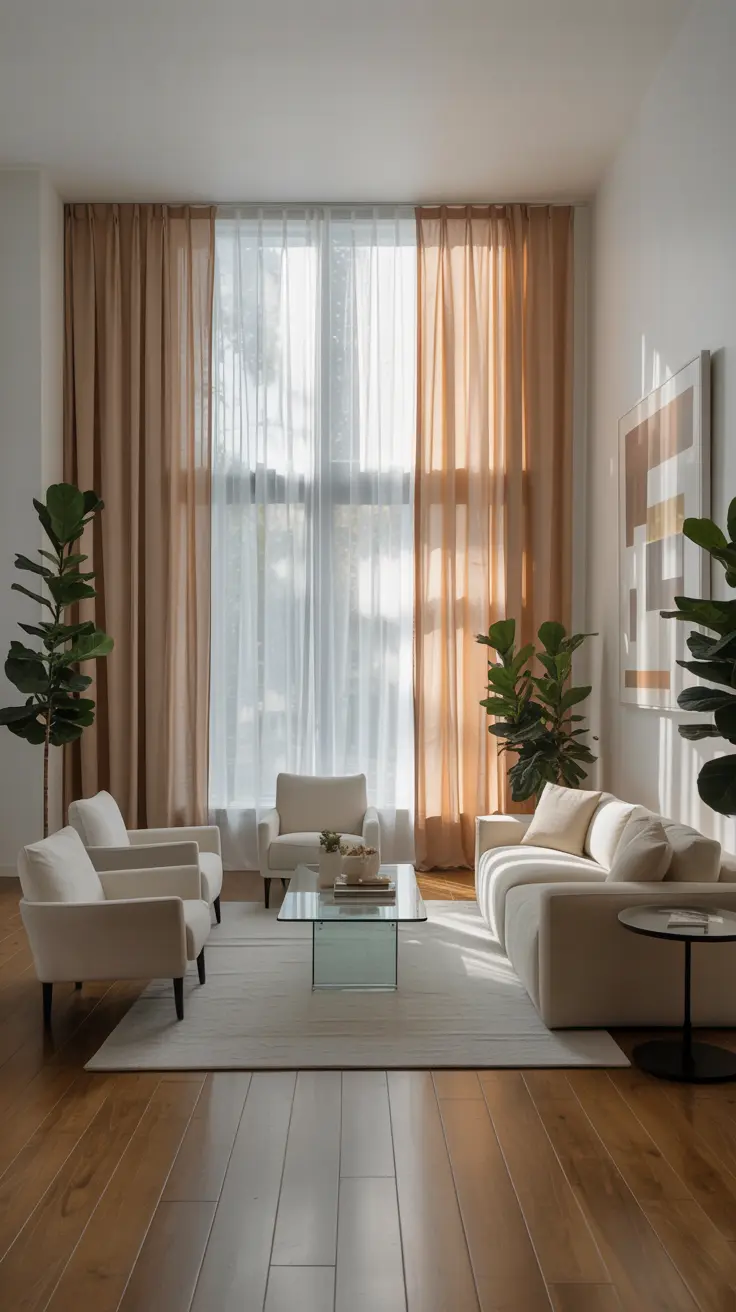 Modern living room decor ideas with neutral furniture, minimalist design, and clean contemporary styling.