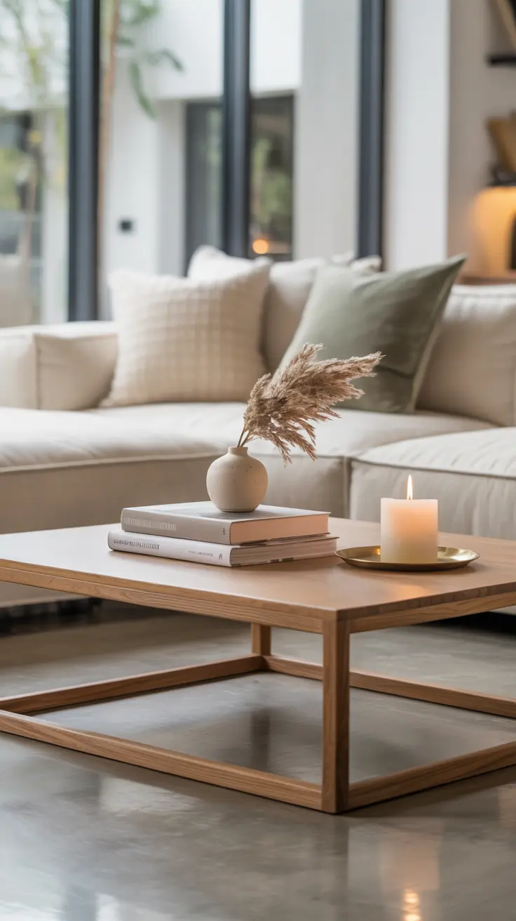 Modern living room decor ideas with neutral furniture, minimalist design, and clean contemporary styling.