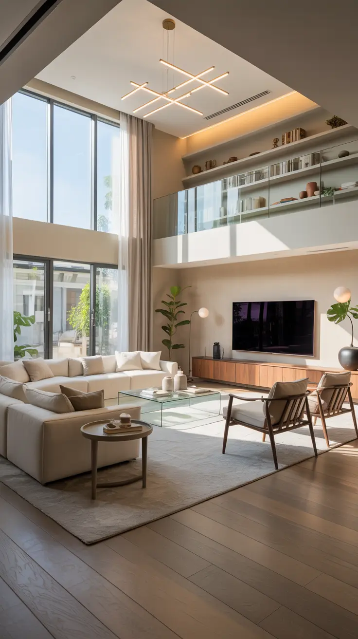 Modern living room decor ideas with neutral furniture, minimalist design, and clean contemporary styling.