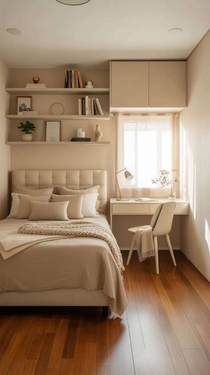 Small bedroom decor ideas with stylish space-saving furniture and modern small room decor design inspiration