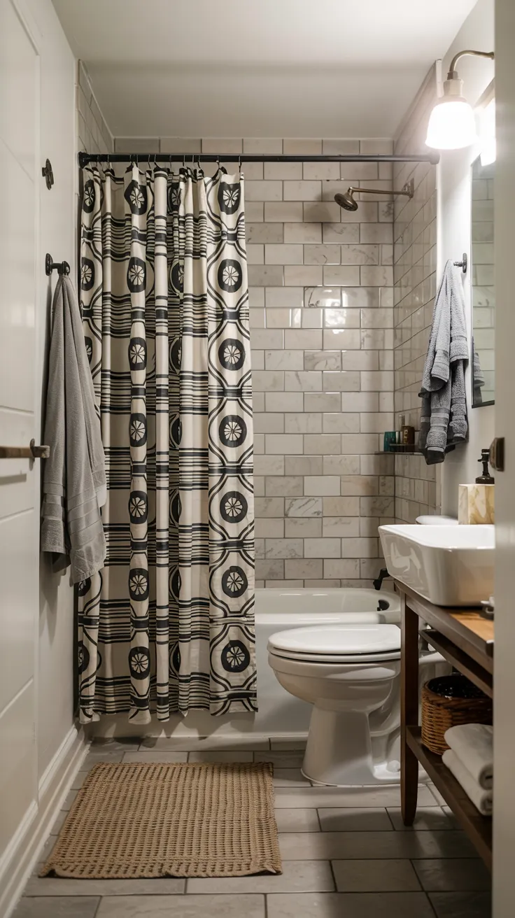 Modern apartment bathroom decor showcasing stylish, space-saving, renter-friendly design ideas with clean, cozy, and functional interior styling.
