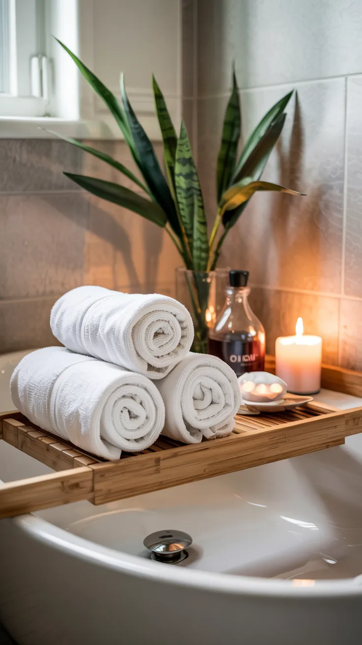 Modern apartment bathroom decor showcasing stylish, space-saving, renter-friendly design ideas with clean, cozy, and functional interior styling