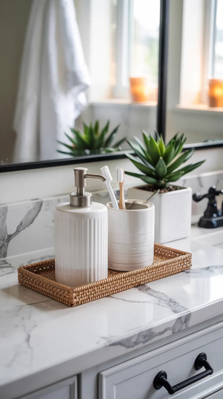 Modern apartment bathroom decor showcasing stylish, space-saving, renter-friendly design ideas with clean, cozy, and functional interior styling