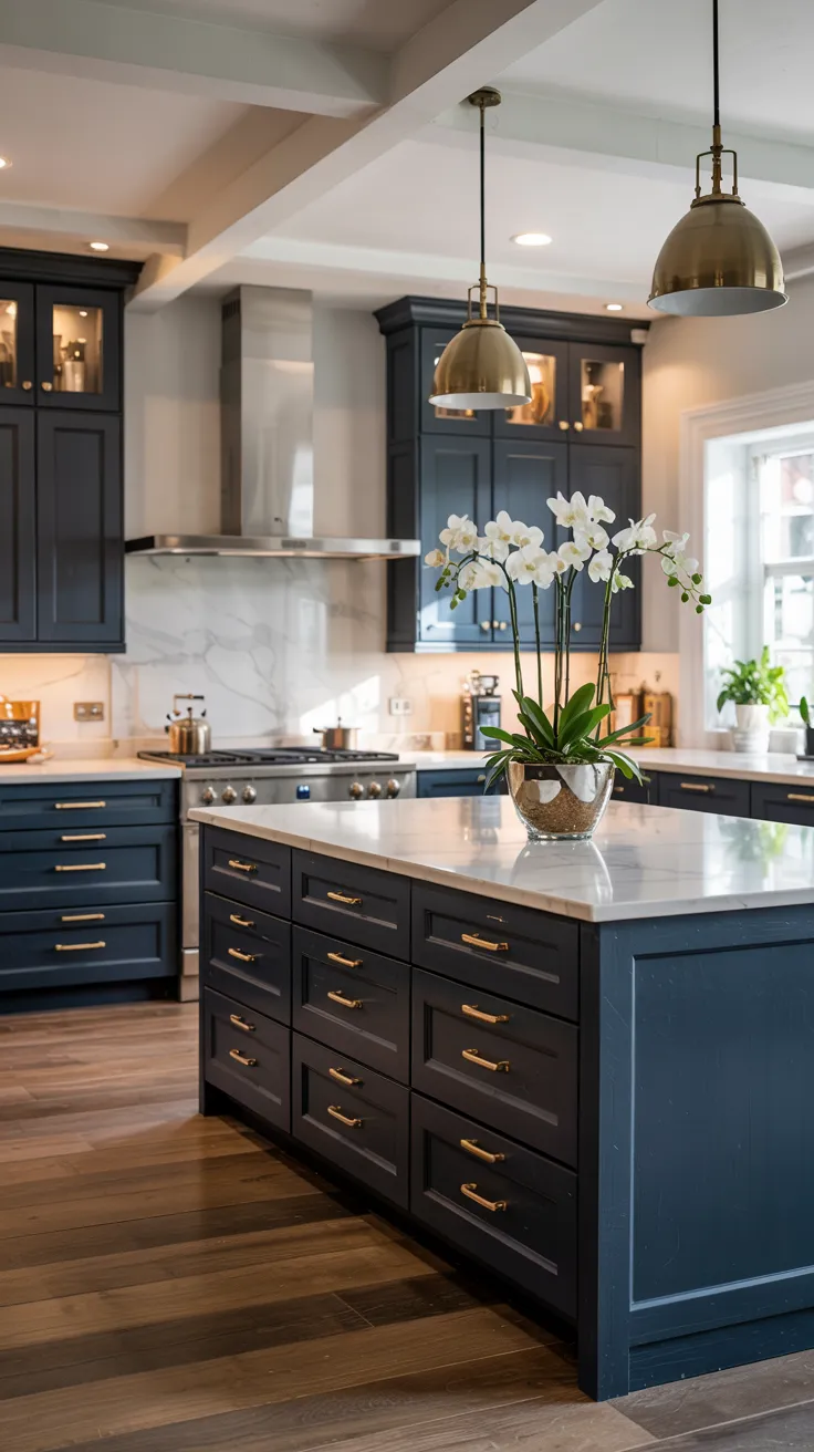 Modern kitchen featuring stylish colored cabinets showcasing contemporary kitchen cabinet color ideas with elegant interior design