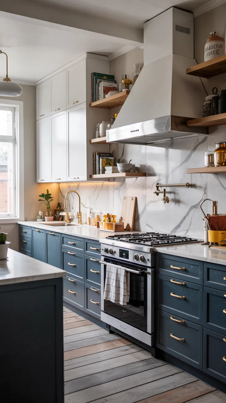 Modern kitchen featuring stylish colored cabinets showcasing contemporary kitchen cabinet color ideas with elegant interior design
