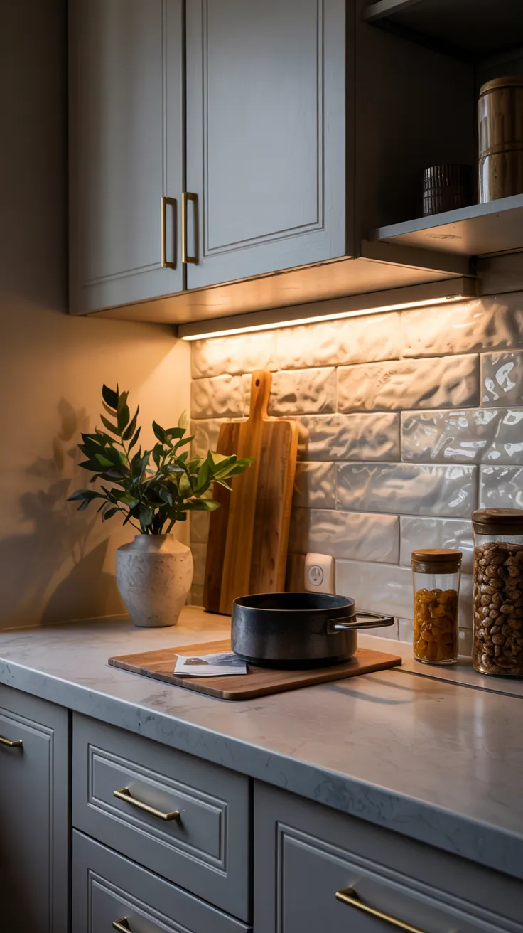 Modern kitchen counter decor with stylish and organized design