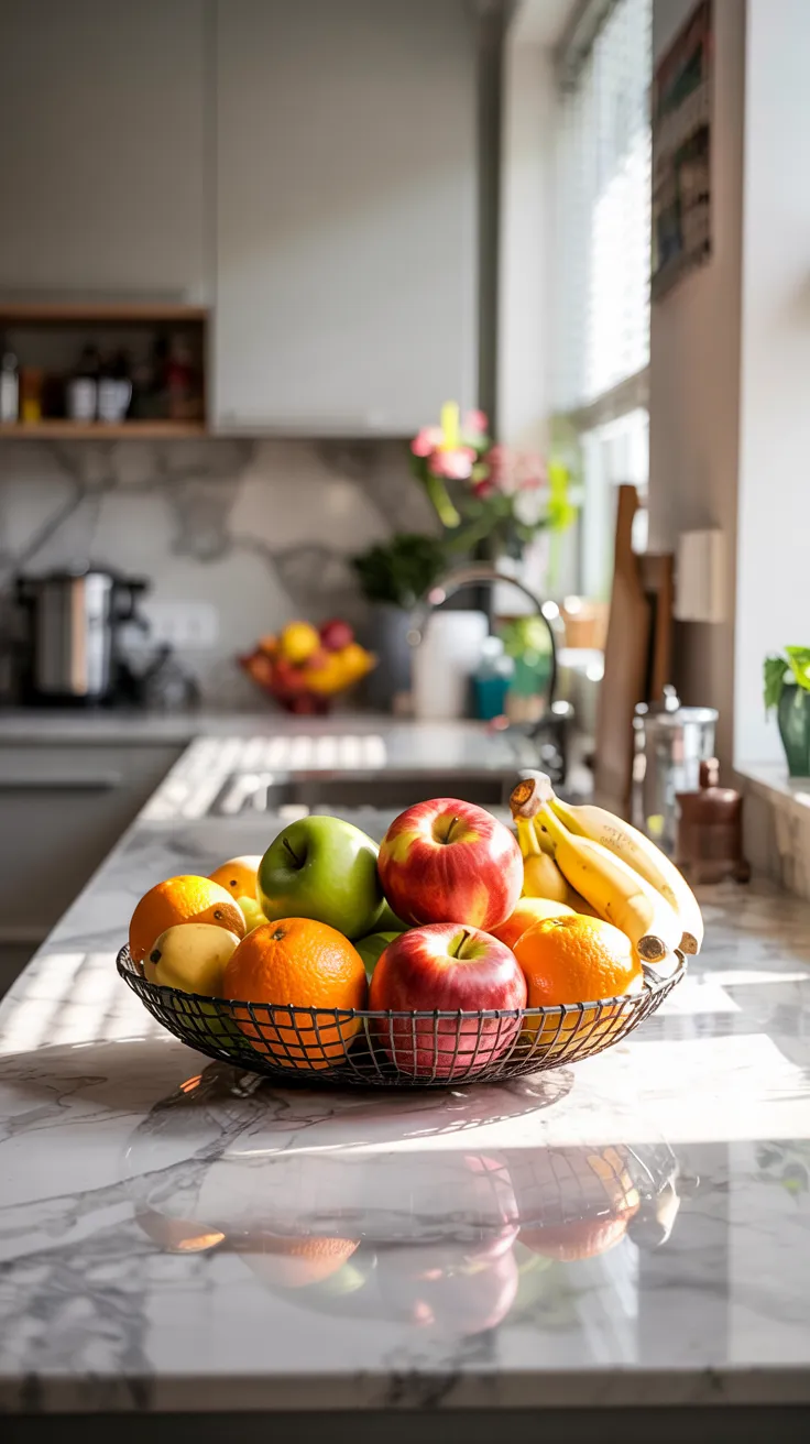 Modern kitchen counter decor with stylish and organized design