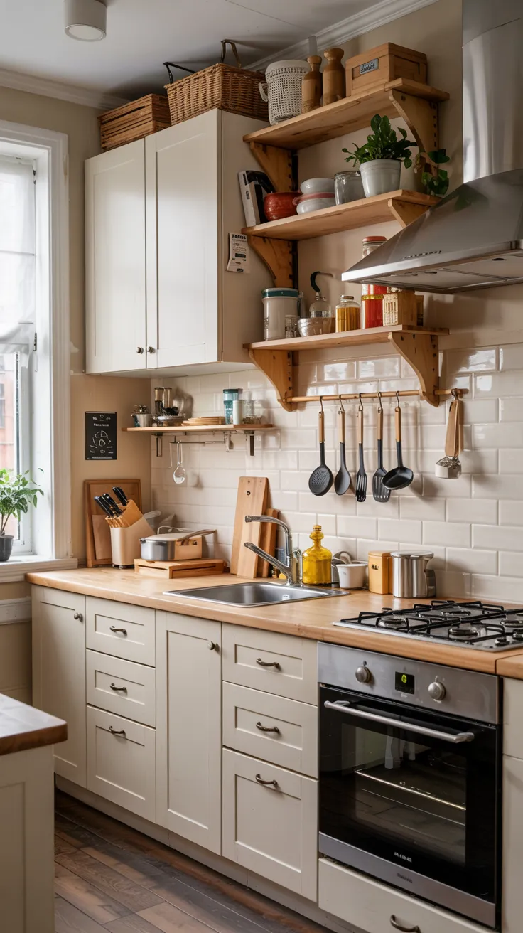 Compact modern kitchen showcasing smart small kitchen ideas with space-saving layout and stylish organization