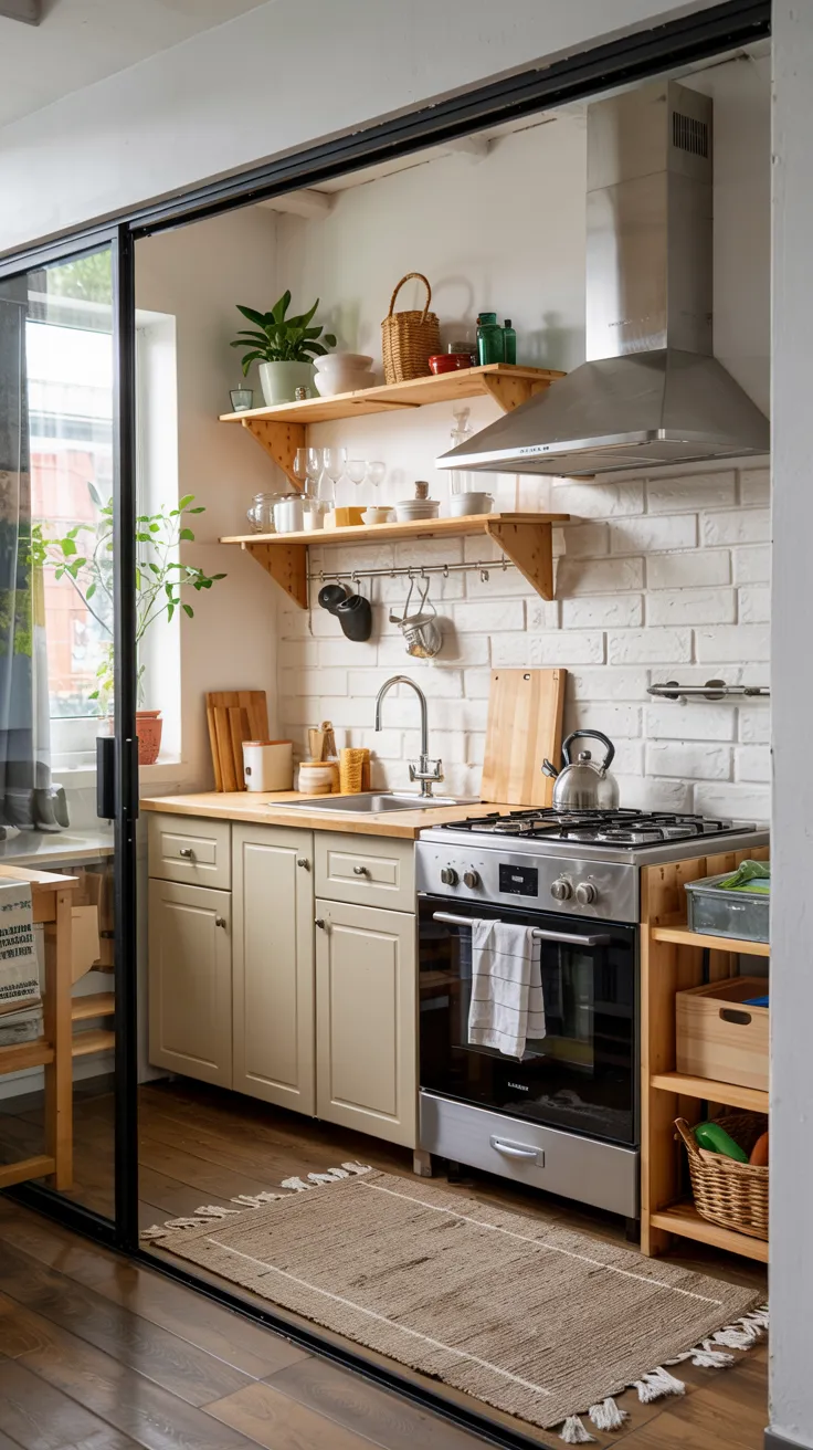 Compact modern kitchen showcasing smart small kitchen ideas with space-saving layout and stylish organization