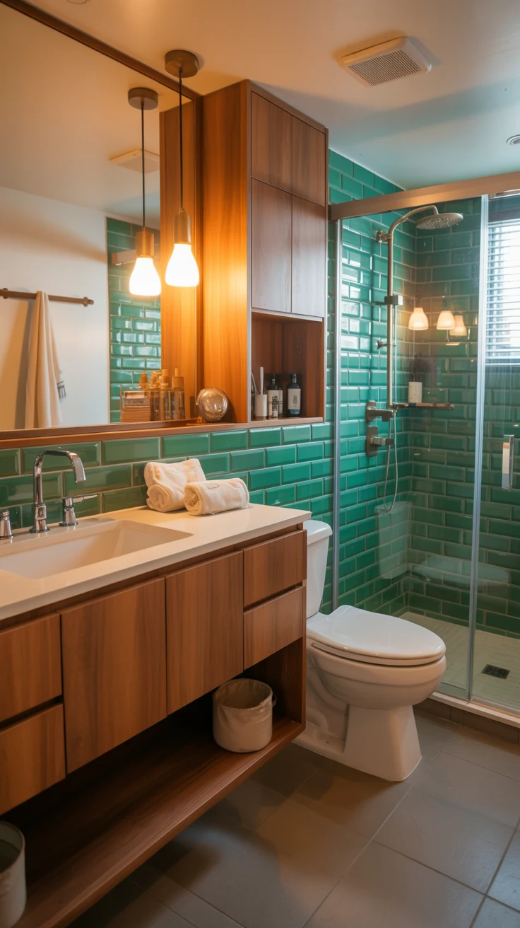 stylish modern bathroom remodel with, vibrant colors