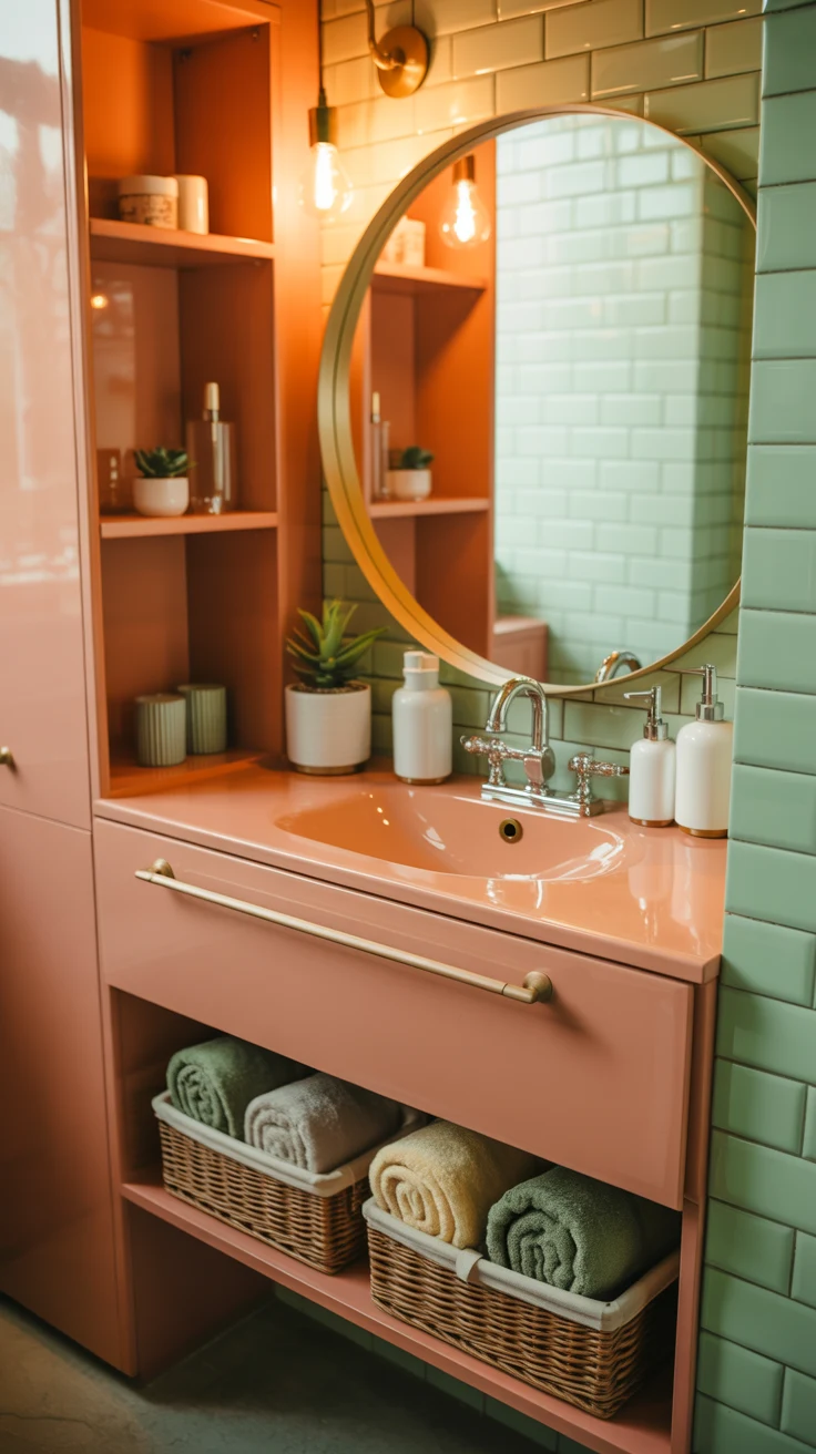 stylish modern bathroom remodel with vibrant colors
