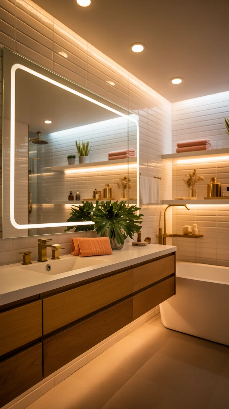 stylish modern bathroom remodel with vibrant colors