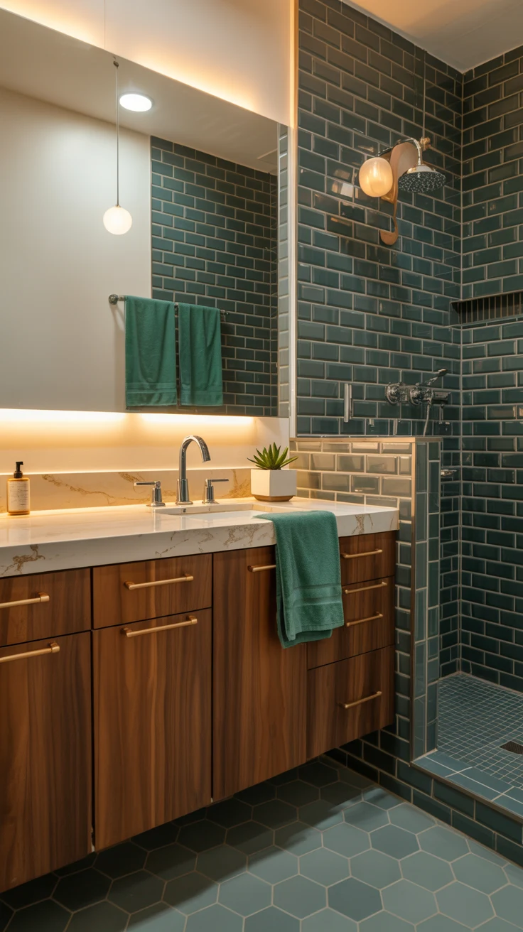 stylish modern bathroom remodel with vibrant colors