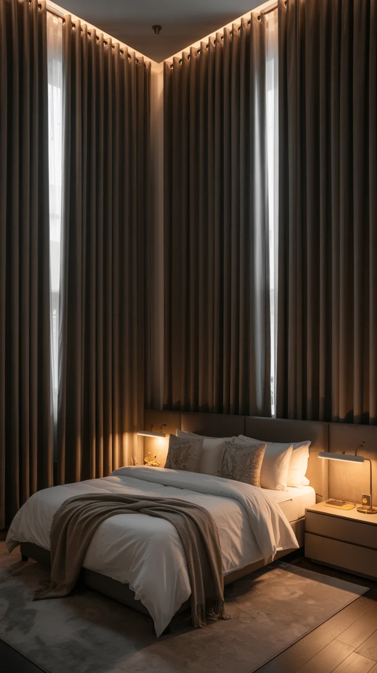 Bedroom curtain ideas with stylish and modern window design
