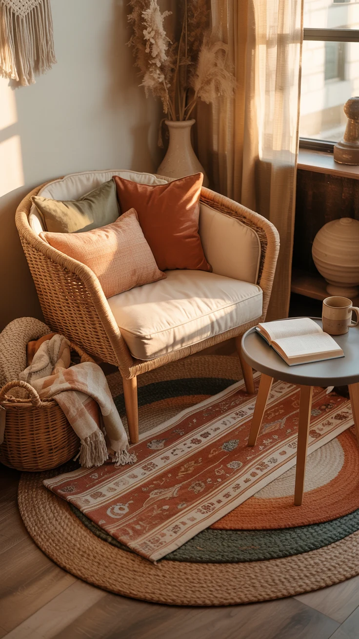 Boho living room ideas with cozy decor and aesthetic styling