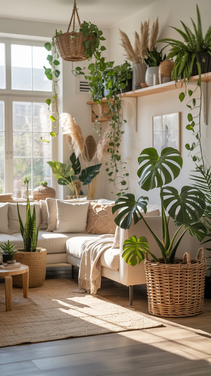 Boho living room ideas with cozy decor and aesthetic styling
