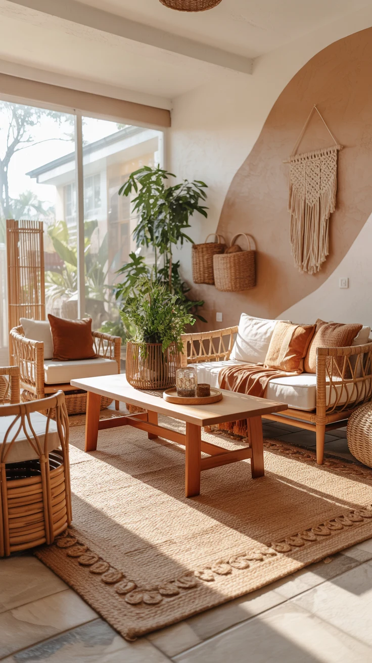 Boho living room ideas with cozy decor and aesthetic styling