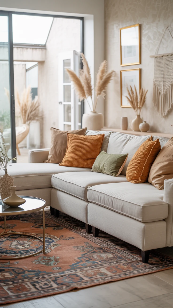 Boho living room ideas with cozy decor and aesthetic styling