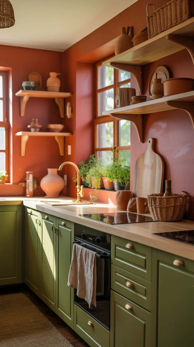 Earthy kitchen ideas with warm tones and natural design