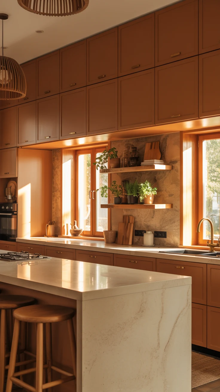 Earthy kitchen ideas with warm tones and natural design