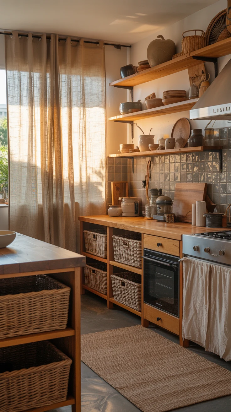 Earthy kitchen ideas with warm tones and natural design