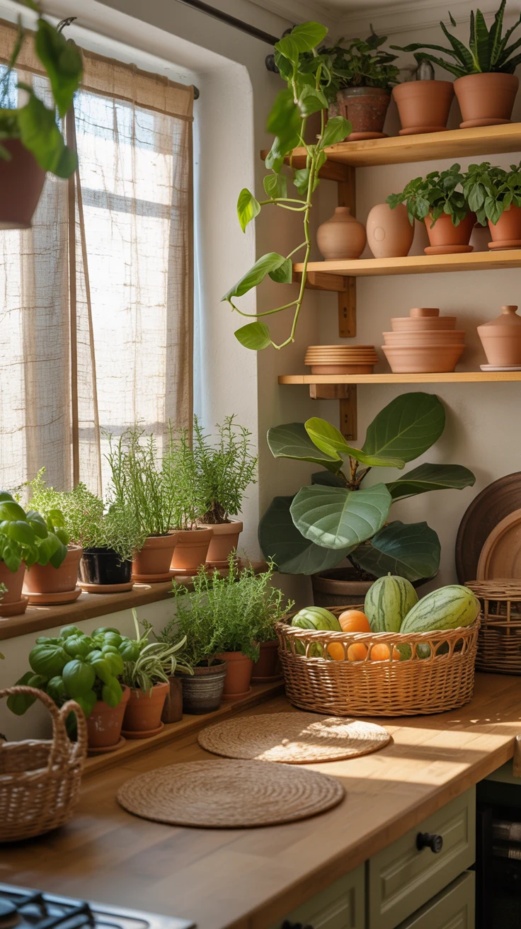 Earthy kitchen ideas with warm tones and natural design