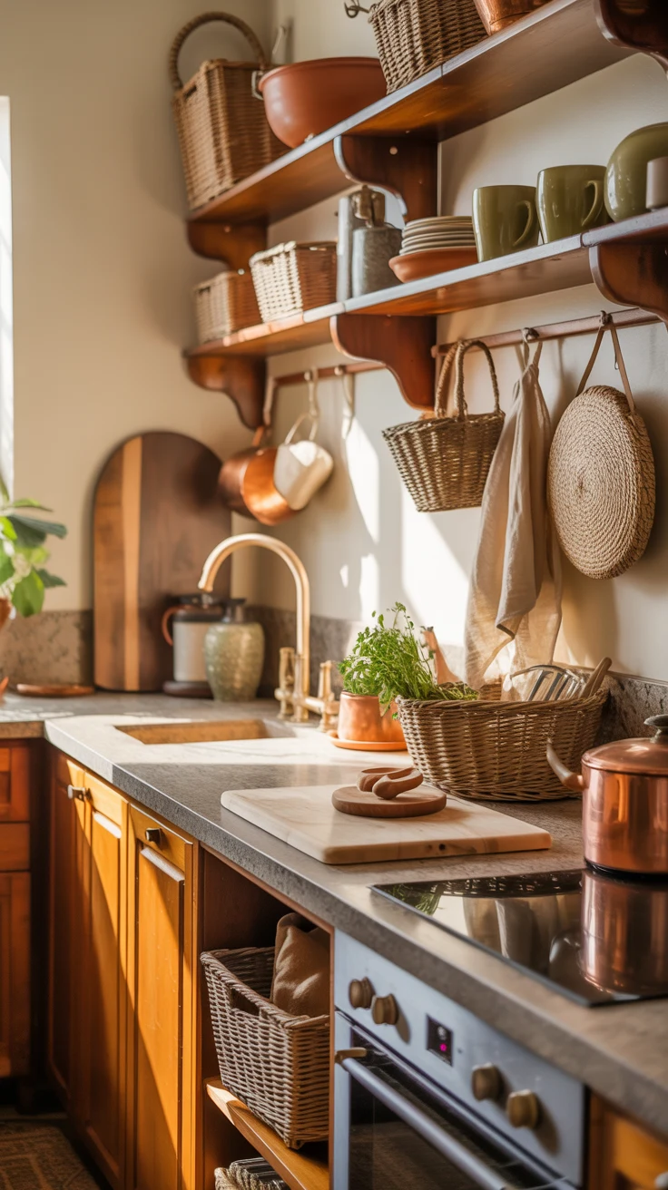 Earthy kitchen ideas with warm tones and natural design