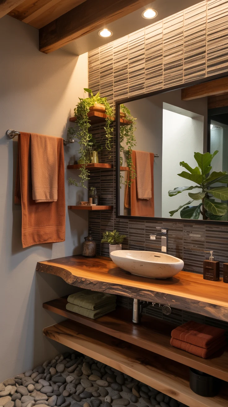 Luxury bathroom design with modern cozy spa-style interior