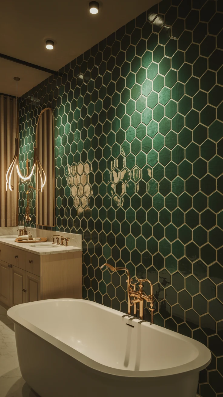 Luxury bathroom design with modern cozy spa-style interior
