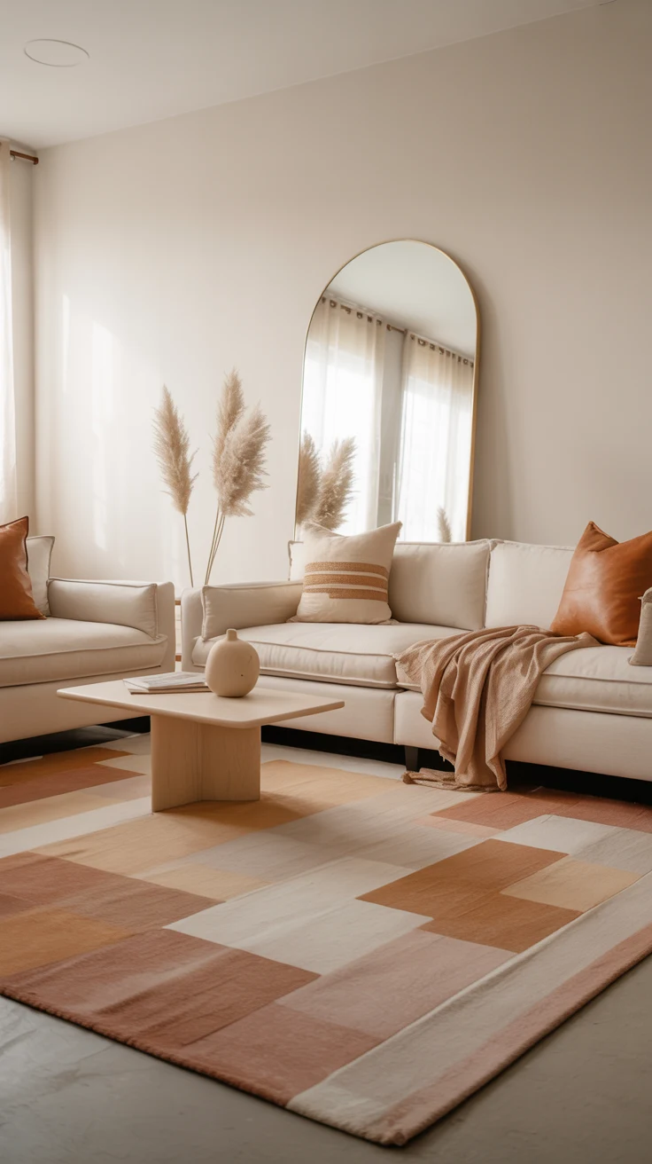 Modern boho living room with cozy and stylish decor