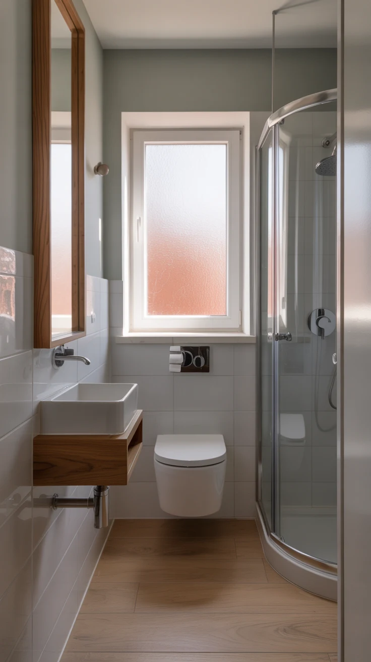 Small bathroom ideas with modern design and smart space-saving layout