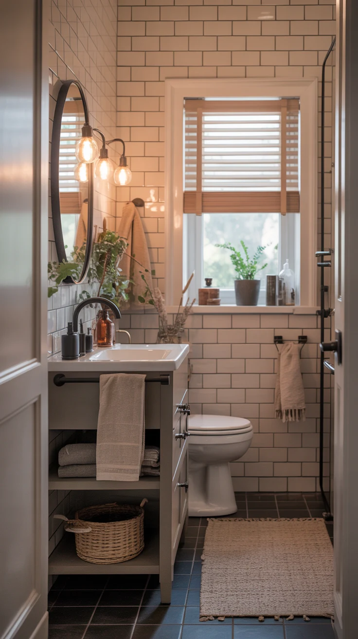 Small bathroom ideas with modern design and smart space-saving layout