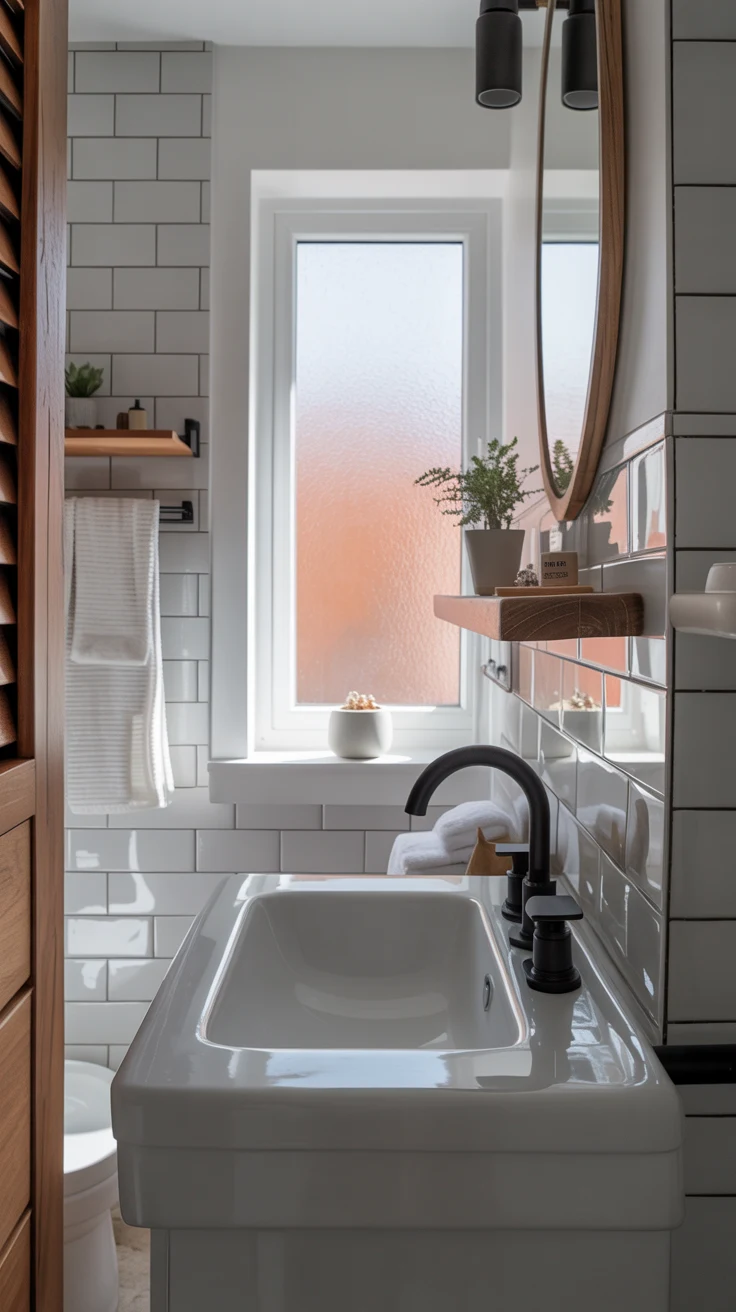 Small bathroom ideas with modern design and smart space-saving layout