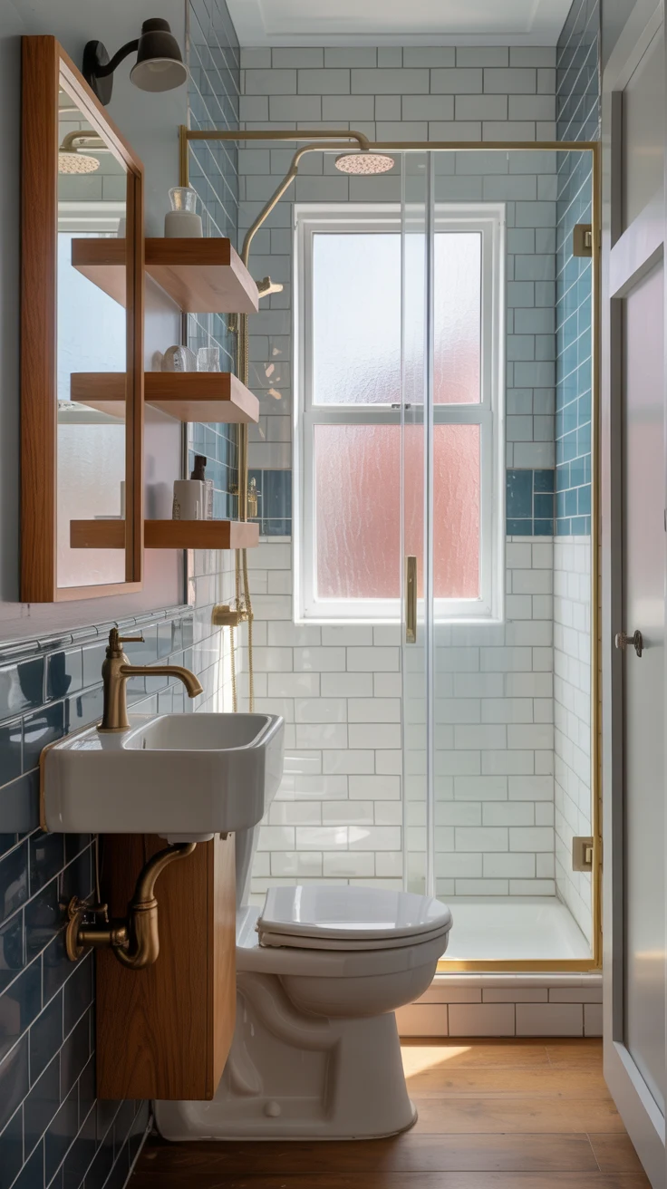 Small bathroom ideas with modern design and smart space-saving layout