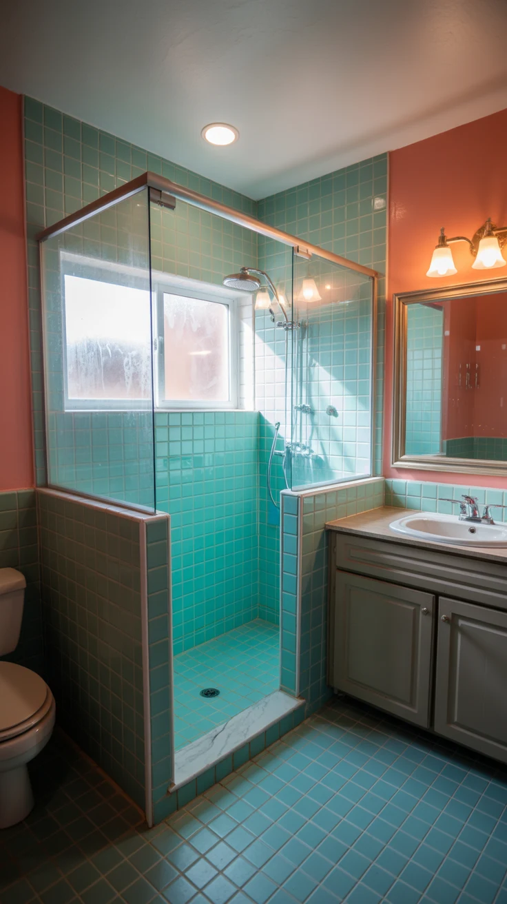 compact bathroom remodel with smart layout, walk-in shower, floating vanity