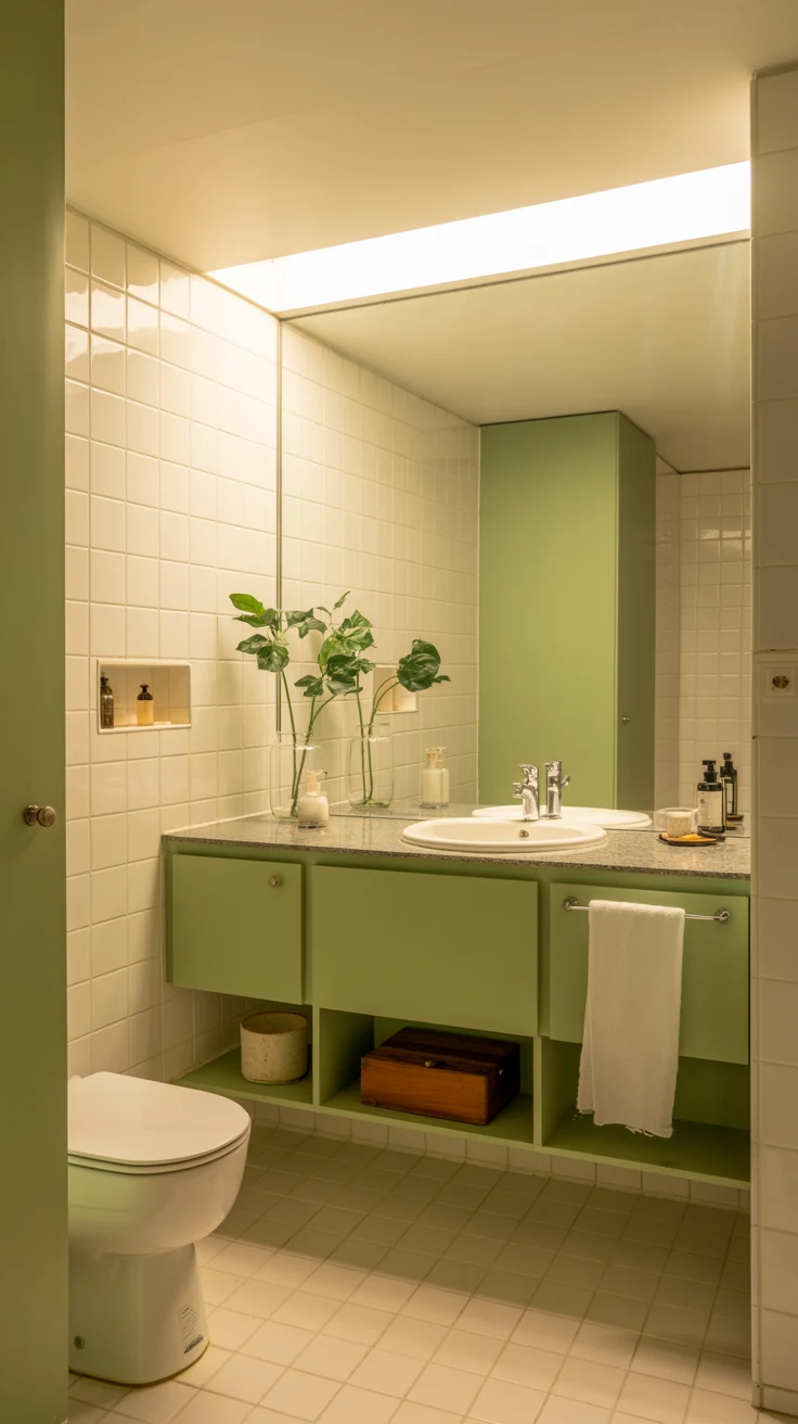 compact bathroom remodel with smart layout, walk-in shower, floating vanity