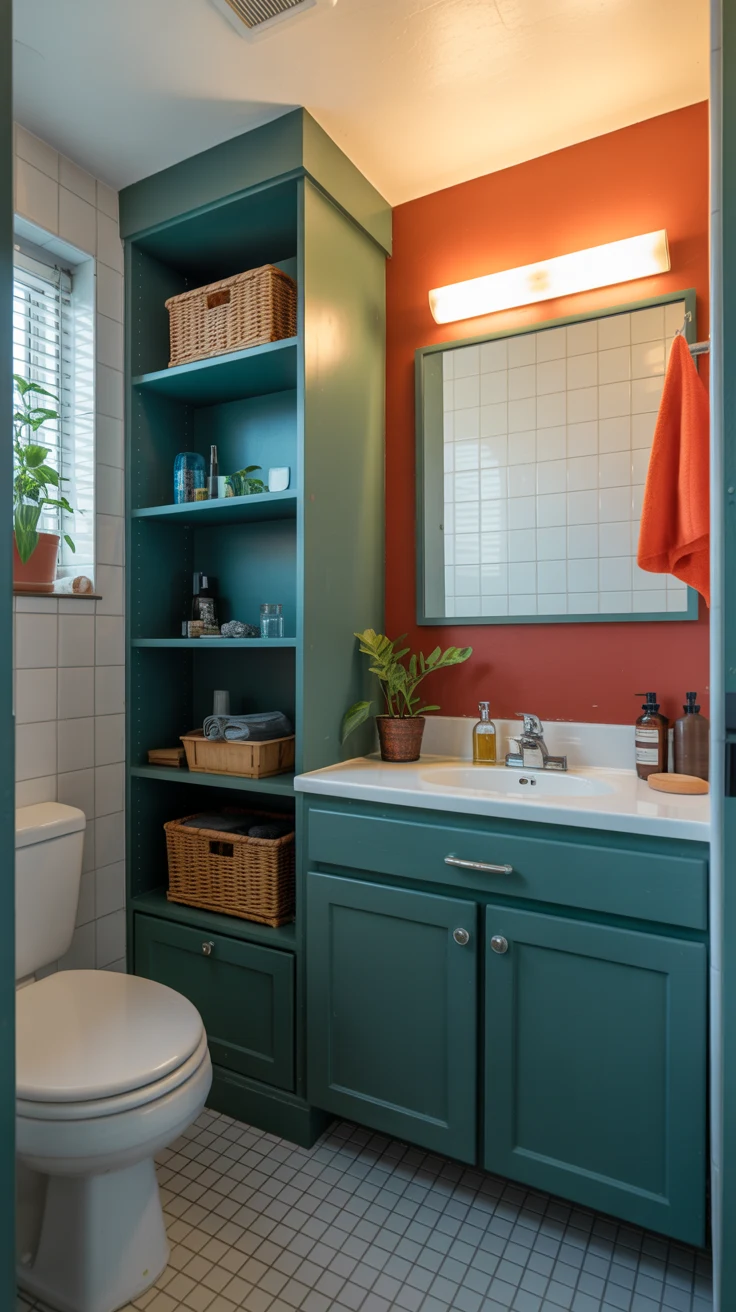 compact bathroom remodel with smart layout, walk-in shower, floating vanity
