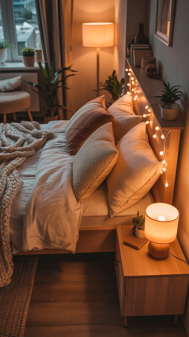 Small cozy bedroom ideas with warm and stylish setup