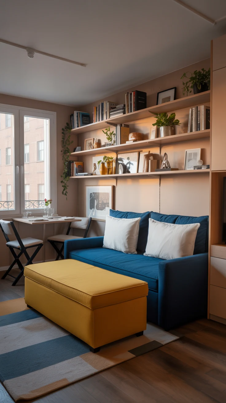 Small apartment living room ideas with modern and space-saving design