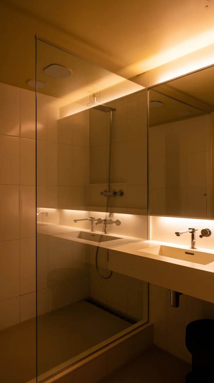 Luxury bathroom design with modern cozy spa-style interior