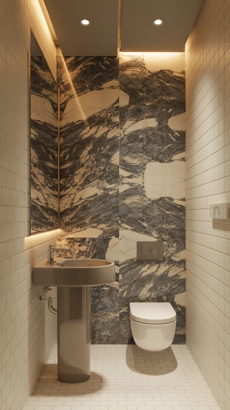 Luxury bathroom design with modern cozy spa-style interior