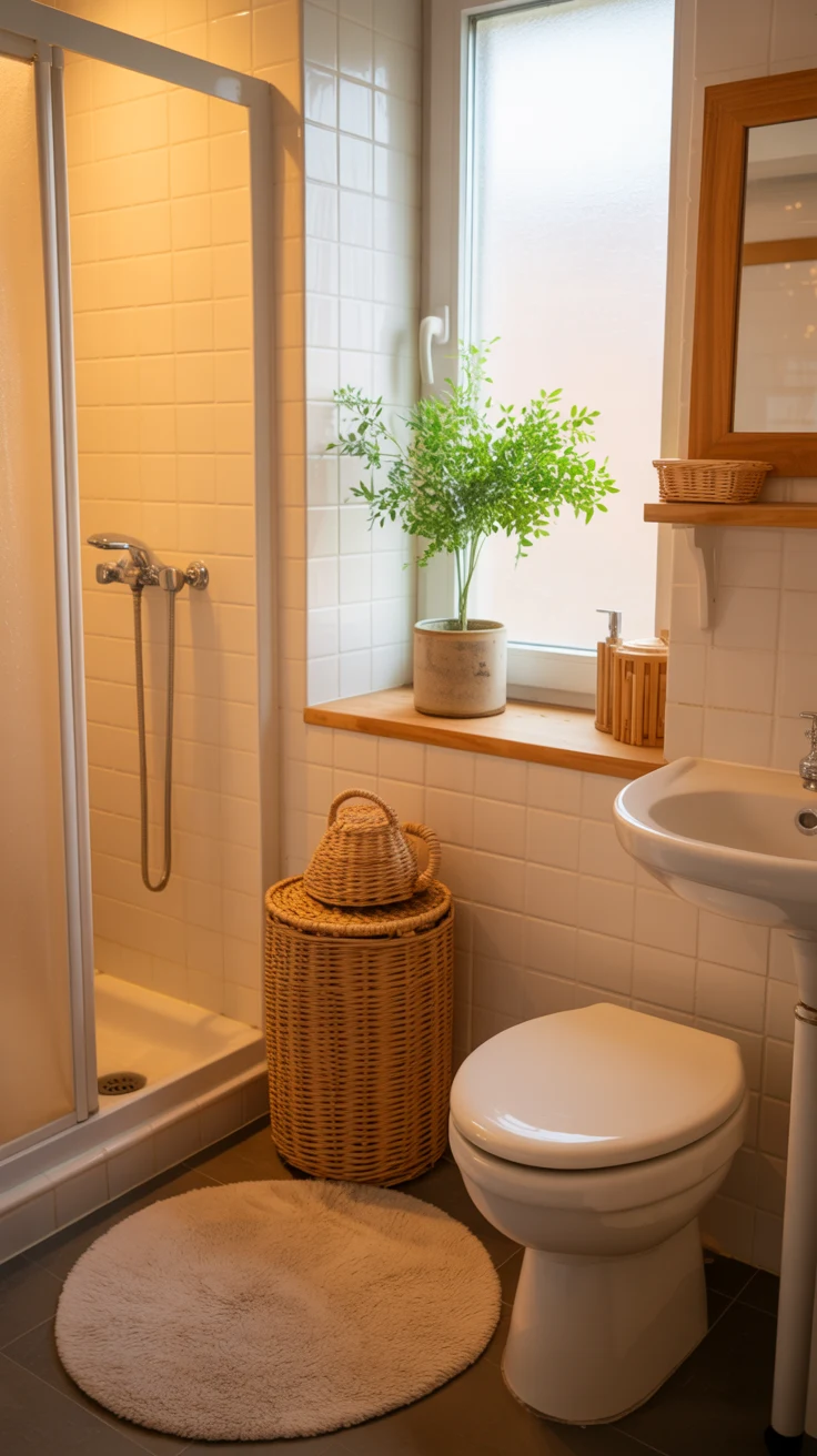 Luxury bathroom design with modern cozy spa-style interior